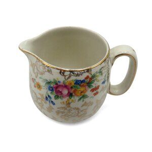 Lord Nelson Ware Pink Floral Creamer Gold Detailing Vintage